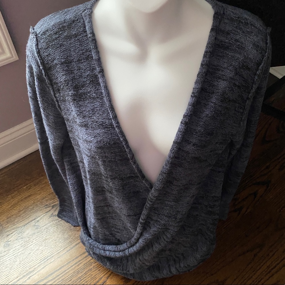 Free People Gotham Faux Wrap Marled Lightweight Sweater, M EUC - Picture 6 of 9